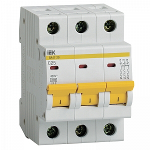 Автоматический выключатель IEK 3п 25А С ВА 47-29